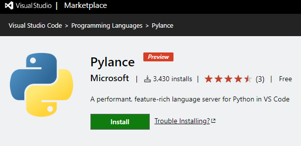 Download Pylance from the Visual Studio Code Marketplace