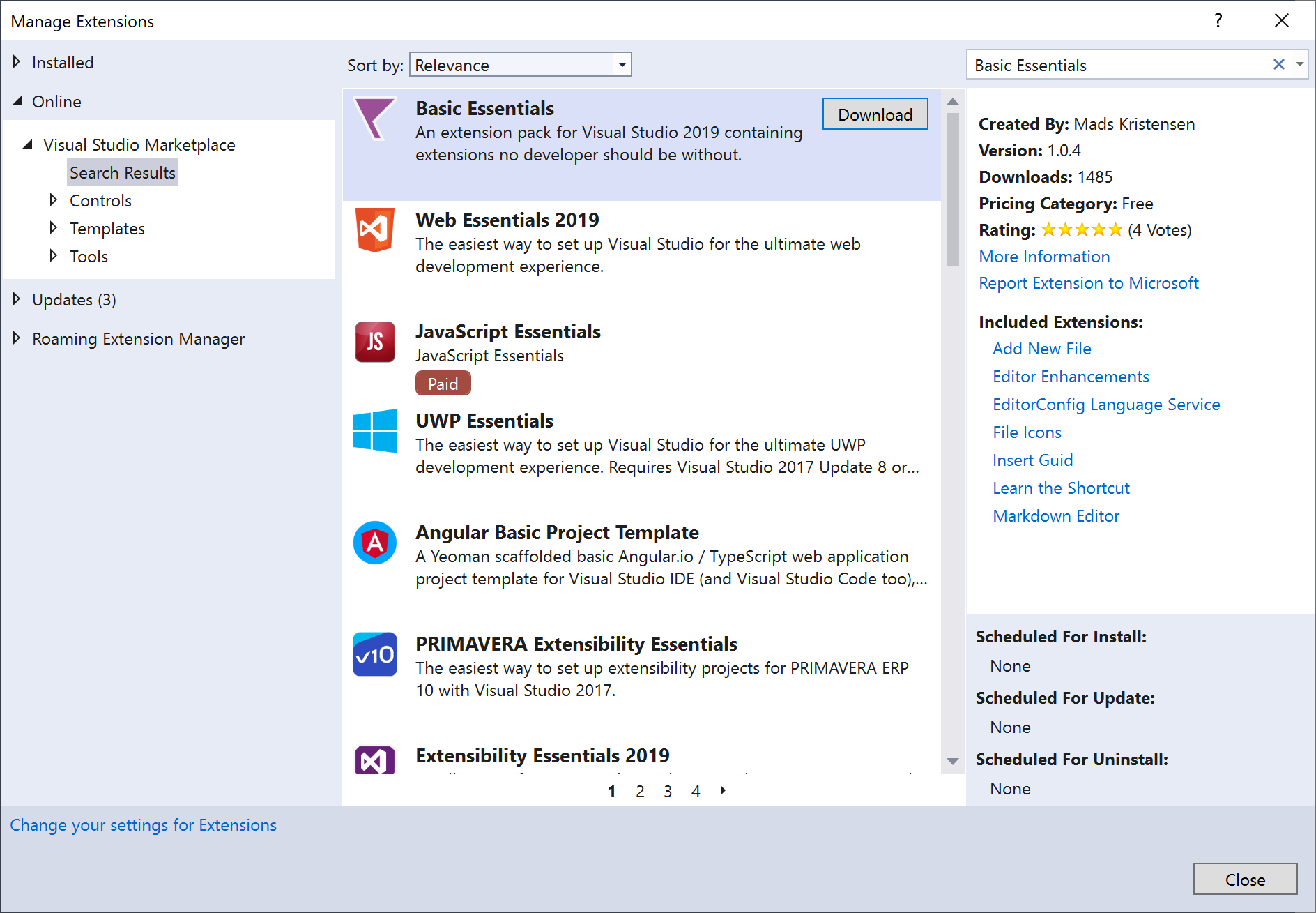 Basic Essentials Extension Pack for Visual Studio