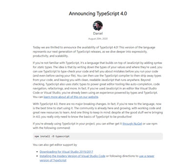 Announcing TypeScript 4.0