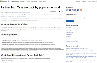 Microsoft Partner Tech Talks are back by popular demand