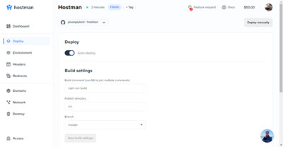 Hostman Dashboard