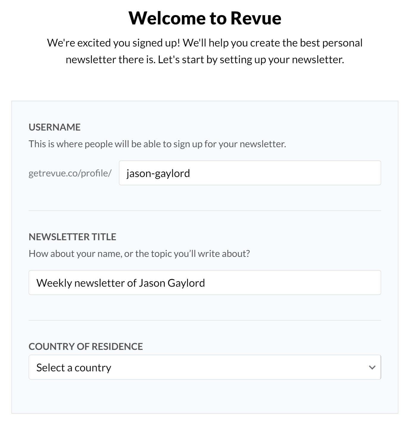 Revue Sign-up