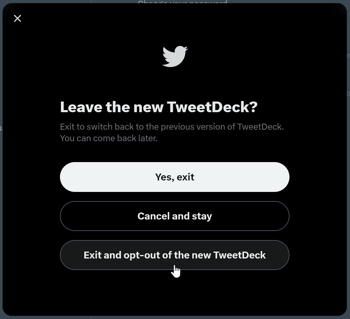 TweetDeck OptOut